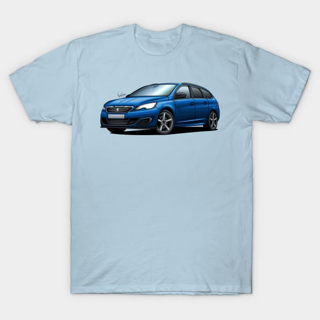 Peugeot 308 GT SW 2018 T-Shirt by Mario Ramos Rally Art